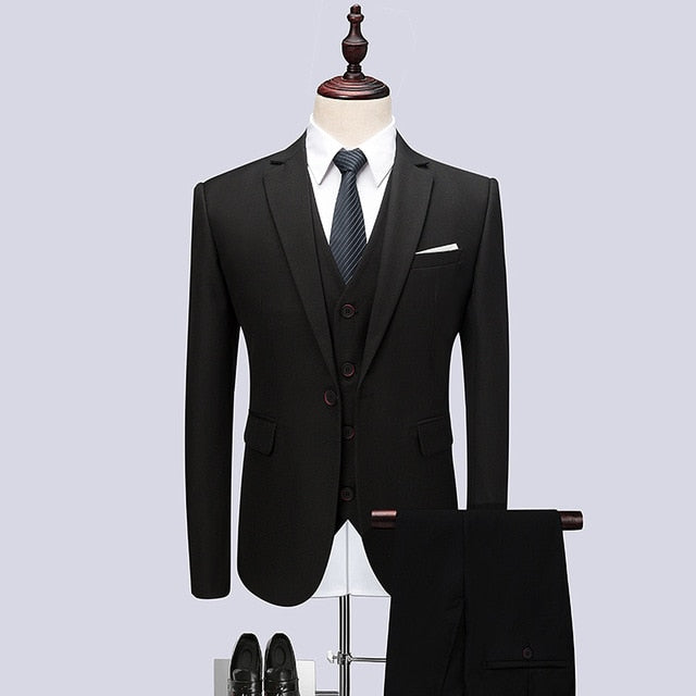 (Jacket+Vest+Pants) New men's suit