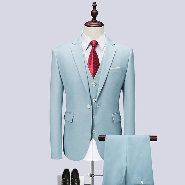 (Jacket+Vest+Pants) New men's suit