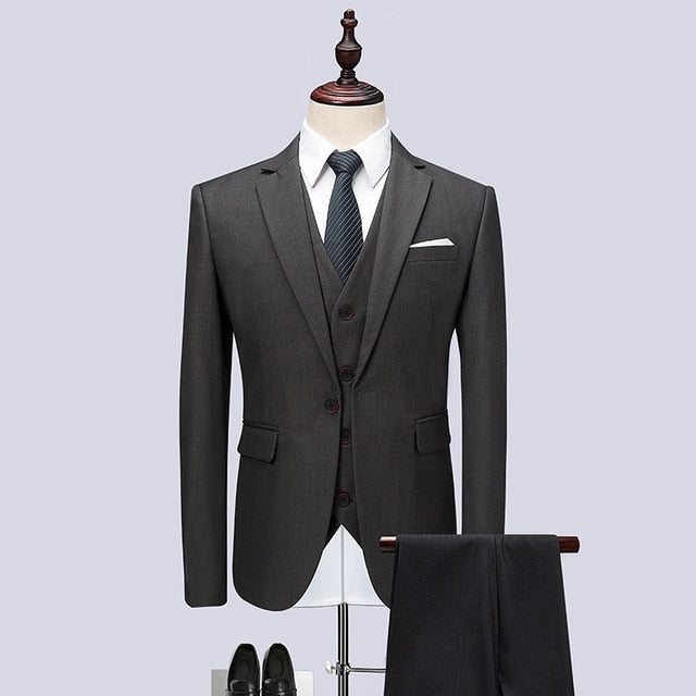 (Jacket+Vest+Pants) New men's suit
