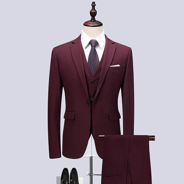 (Jacket+Vest+Pants) New men's suit