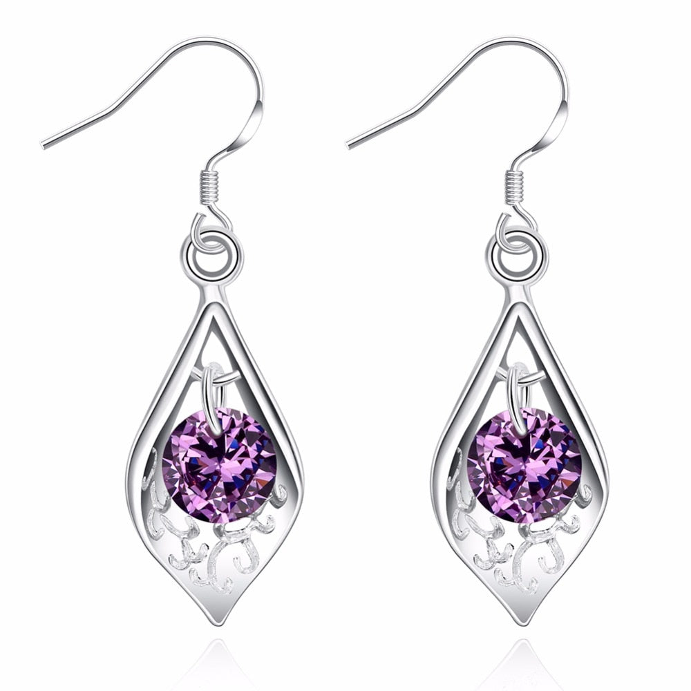 Purple Zircon Crystal Earrings